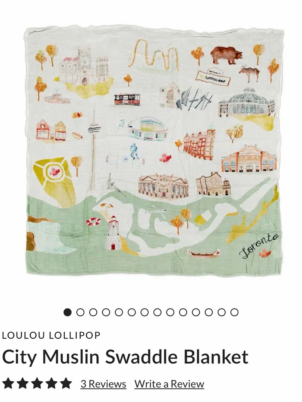 Loulou Lollipop Toronto Muslin Swaddle Blanket - Green & White